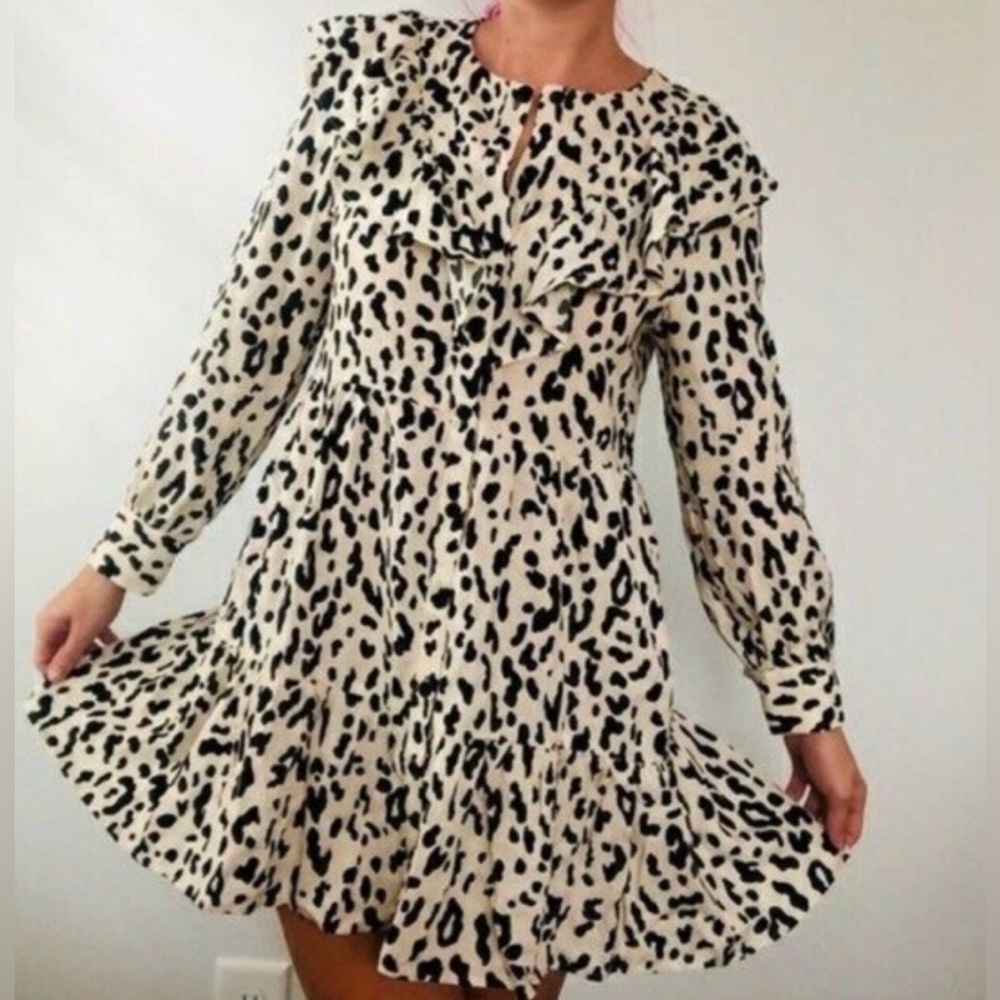 Zara Leopard Print Ruffle Dress